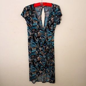 CUTE APT 9 DRESS SIZE M/L turquoise and brown- high/low style